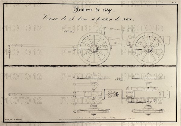 Traité d'artillerie : Canon de 24 dans sa position de route