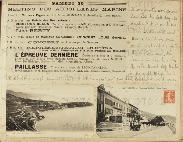 Album de voyage d'une famille anglaise à Monte Carlo en 1912