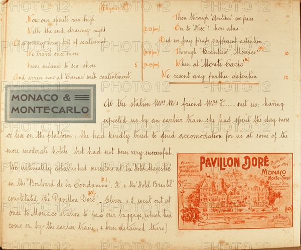 Travel diaries of an English family in Monte Carlo in 1912