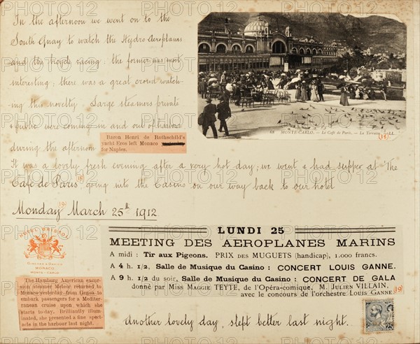 Travel diaries of an English family in Monte Carlo in 1912