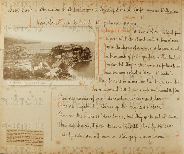 Travel diaries of an English family in Monte Carlo in 1912