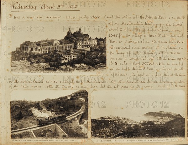 Travel diaries of an English family in Monte Carlo in 1912