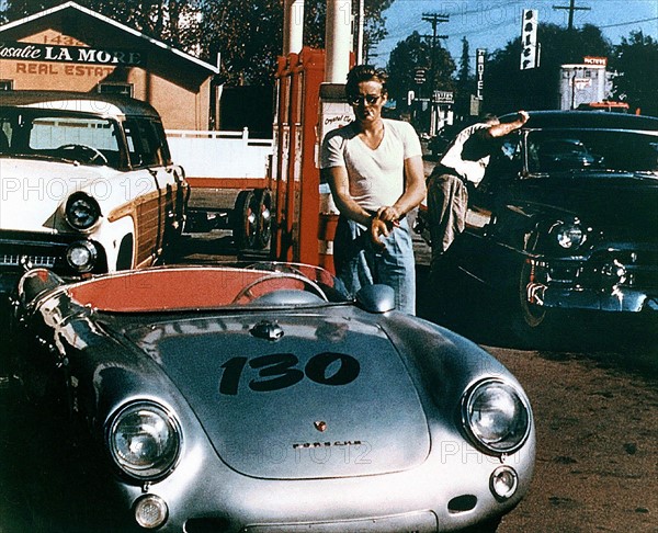 James Dean with his Porsche Spyder