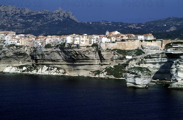 View of the the Accore and Bonifacio coast; in the background, Mont de la Trinité