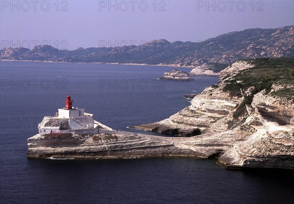 Entrance to Bonifacio harbor and La Madonette lighthouse