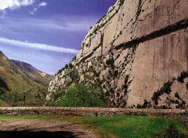 Chemin de la Mâture vu depuis un balcon aménagé sur les lacets de la route d'accès au fort