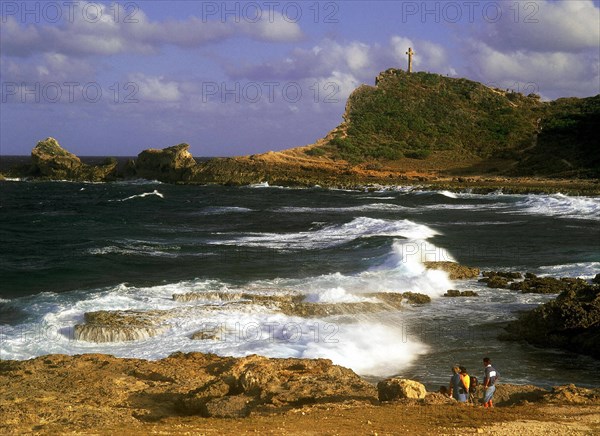 View from the Petite Saline hill towards, from l. to r., La Roche, Pointe des Colibris, Pavillon hill