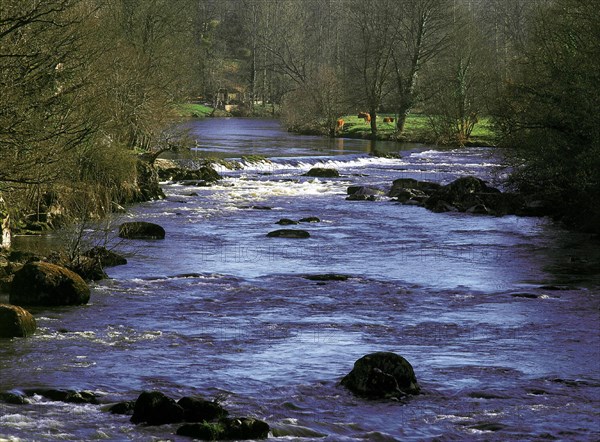 Vue du pont de la D10, vers le moulin d'Ouzilly