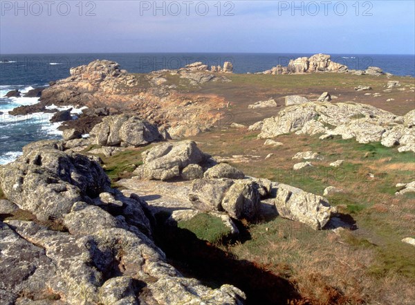 Ile d'Yock, vue du point culminant au sud en direction de la côte nord. Plein mer