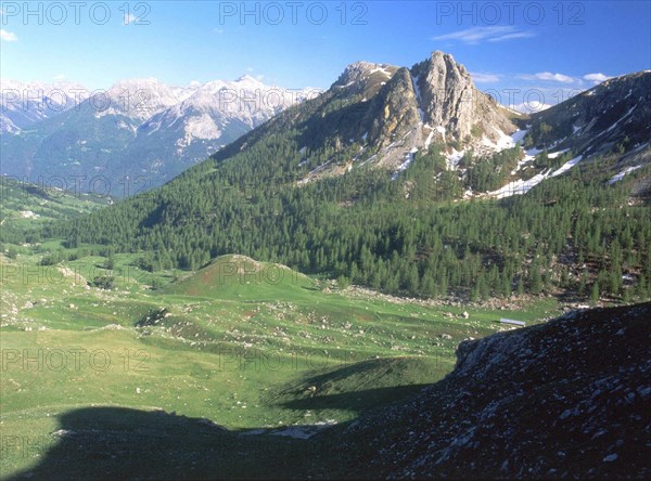 Vue de la crête au nord des Partias en direction de la Roche jaune et du bois d'Aval