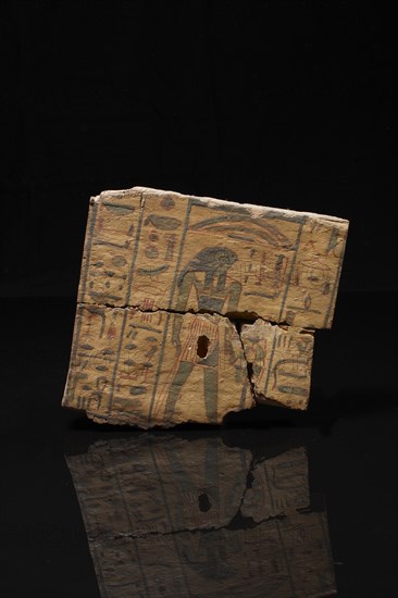 Two egyptian painted wood sarcophagus panels