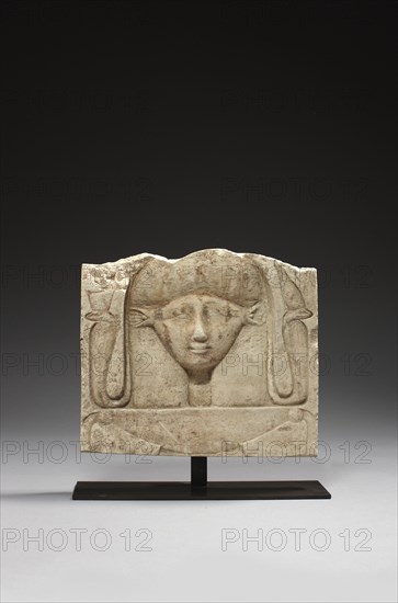 Egyptian fragmentary low-relief with the goddess Hathor