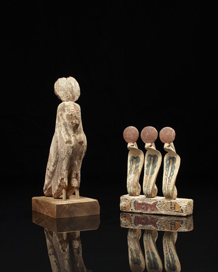 Egyptian cornice and egyptian wood Ba-bird