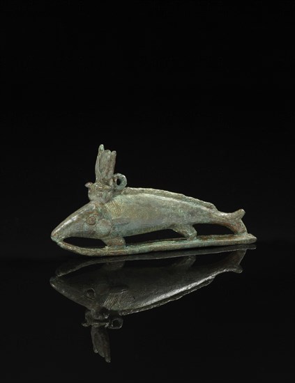 Egyptian votive statuette Oxyrhynchus fish
Bronze
Ptolemaic Period
4,9 in. long
Private collection