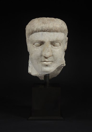 Roman white marble janus head