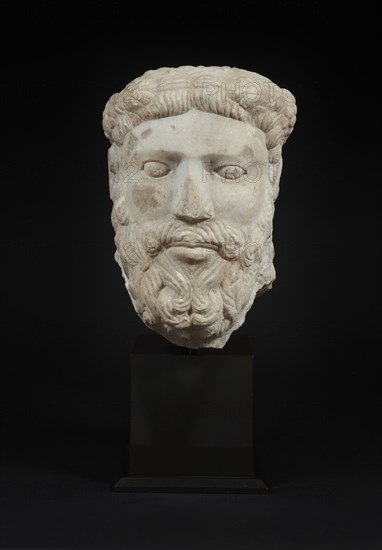 Roman white marble janus head