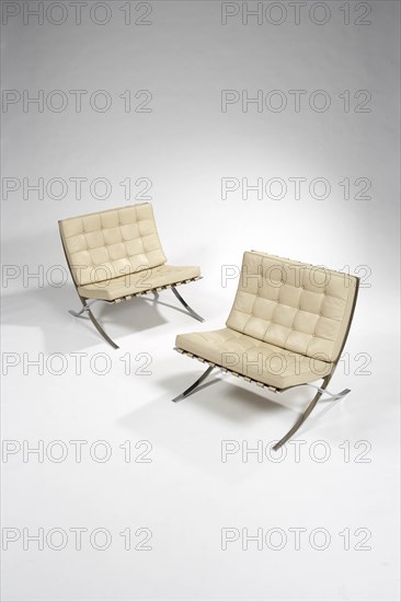 Pair of low fireside by Mies Van Der Rohe