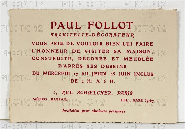 Paul Follot, carton d'invitation