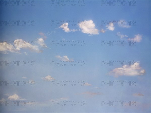 Cloudy sky. Painted canvas tarp