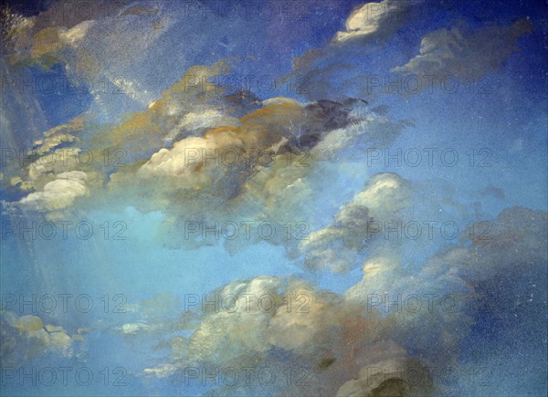 Ciel nuageux. Bâche peinte