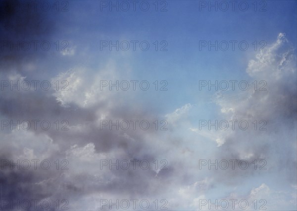 Cloudy sky. Painted canvas tarp