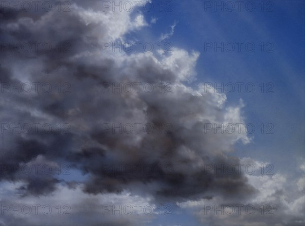 Cloudy sky. Painted canvas tarp