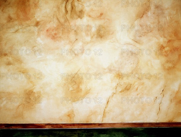 Fresco. Painted canvas tarp with trompe l'oeil effects