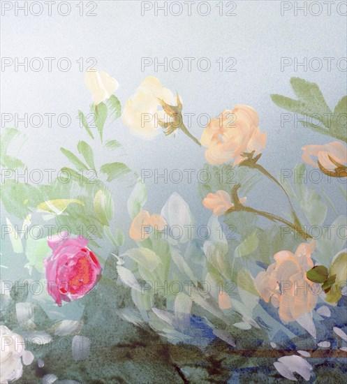 Flowers. Painted canvas tarp