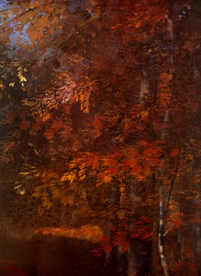 Painted canvas tarp. Autumn atmosphere