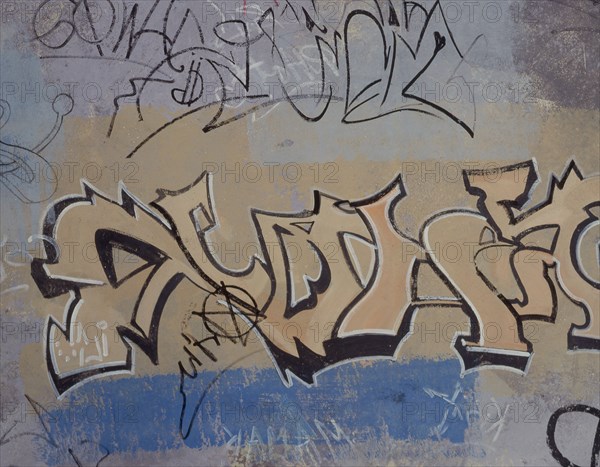 Painted canvas tarp. Graffiti