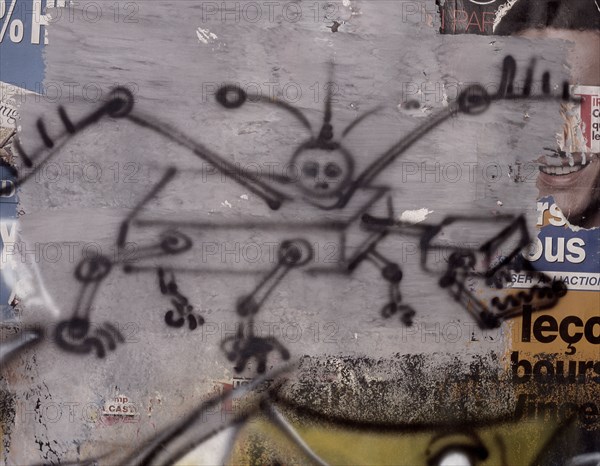 Painted canvas tarp. Graffiti