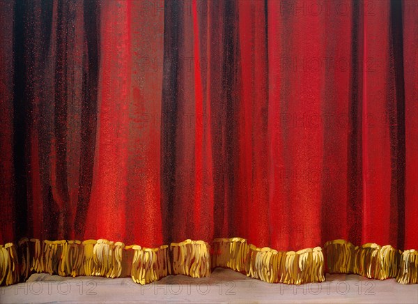 Painted backdrop. Stage curtain