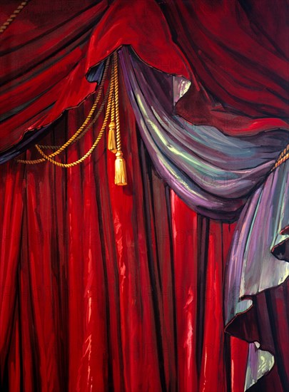 Painted backdrop. Stage curtain