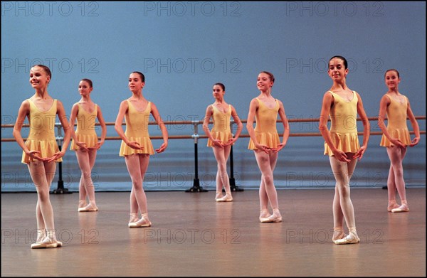 01/10/2000. The "Petits Rats", pupils of the Opera Garnier ballet class in Paris, working as extras.