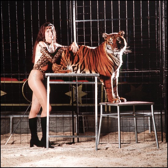 02/00/2001. Virginie Tessier the youngest wild beast tamer in the world.