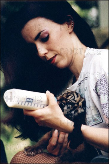 02/00/2001. Virginie Tessier the youngest wild beast tamer in the world.