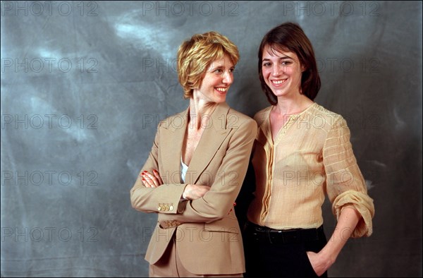 05/09/2001. EXCLUSIVE Cannes film festival: Studio shot of Sandrine Kiberlain and Charlotte Gainsbourg.