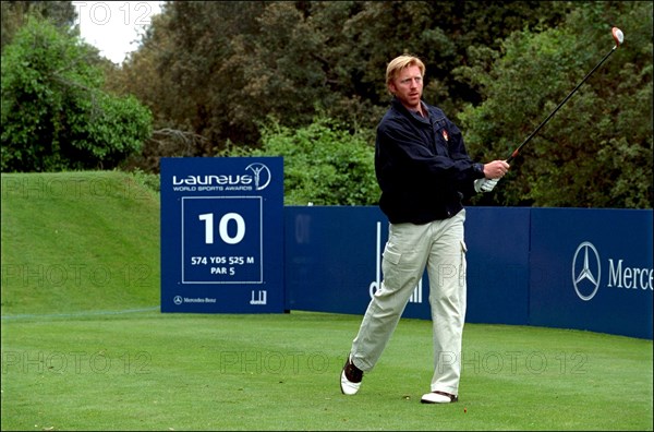 05/21/2001. Boris Becker playing golf in Monaco