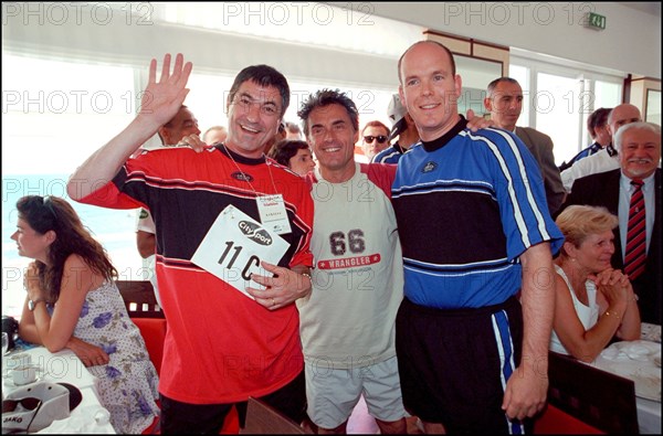 06/17/2001. Prince Albert of Monaco takes part in the first "All Stars Triathlon" in Monaco