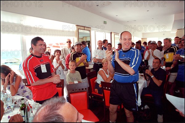 06/17/2001. Prince Albert of Monaco takes part in the first "All Stars Triathlon" in Monaco