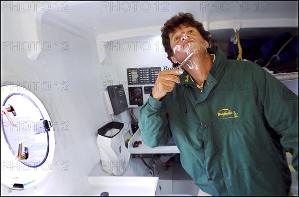 07/00/2001. Jean Le Cam and Jacques Caraes skippers of "Bonduelle" trimaran.