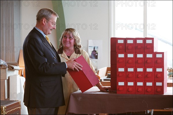 10/00/2001.  Close-up on luxury luggage Patrick Louis Vuitton in his workshop.