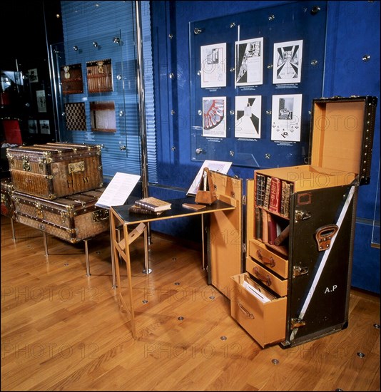 00/00/2001.  Close-up on luxury luggage Patrick Louis Vuitton in his workshop.