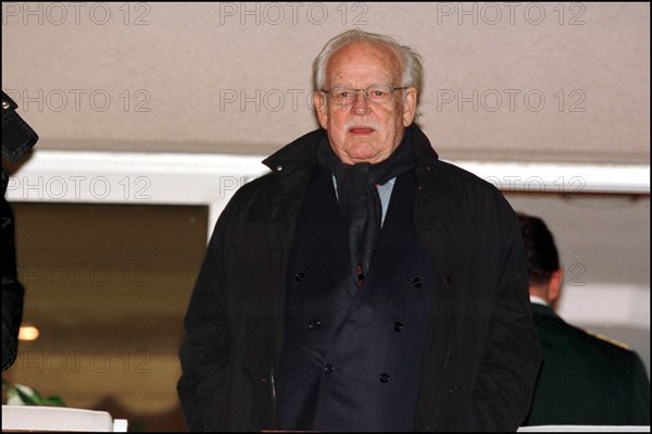 11/16/2001. Prince Rainier and his son Prince Albert of Monaco attend at the French championship soccer game Monaco vs Marseilles.