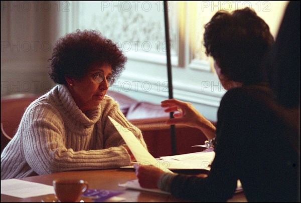 12/21/2001.  Isabelle Coutant-Peyre, defense attorney for Zacarias Moussaoui with Aicha El Wafi, mother of the accused.