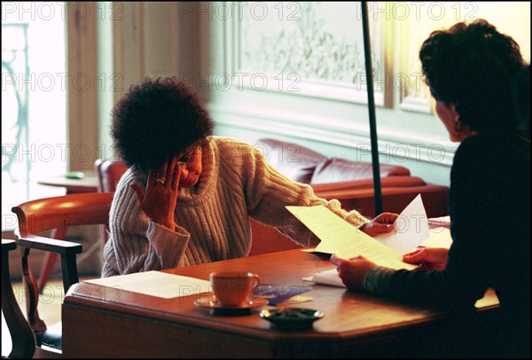 12/21/2001.  Isabelle Coutant-Peyre, defense attorney for Zacarias Moussaoui with Aicha El Wafi, mother of the accused.