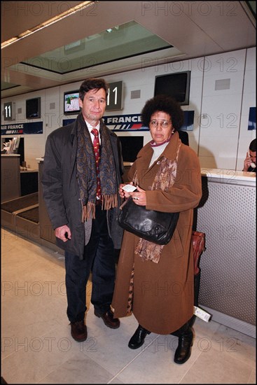 12/27/2001.  Alleged WTC terrorist Zacarias Moussaoui's mother Aicha leaves for Washington with her son's new lawyer François Roux.