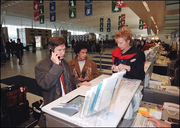 12/27/2001.  Alleged WTC terrorist Zacarias Moussaoui's mother Aicha leaves for Washington with her son's new lawyer François Roux.