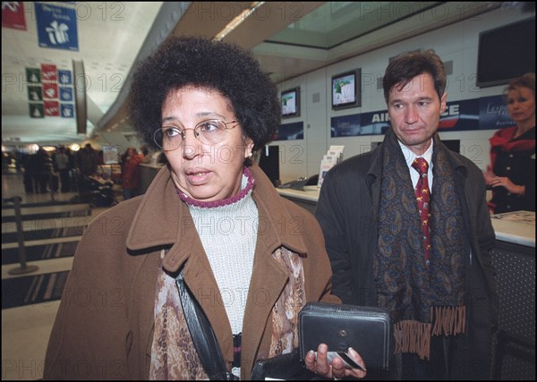 12/27/2001. EXCLUSIVE: Alleged WTC terrorist Zacarias Moussaoui's mother Aicha leaves for Washington with her son's new lawyer François Roux.