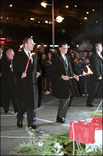 01/26/2002. Princess Stephanie and Prince Albert of Monaco celebrate Sainte Devote.